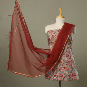 Beige - 2pc cotton sanganeri kurta with plain dupatta 15