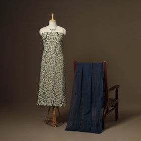 2pc cotton unstitched dress material with jewellery set 17