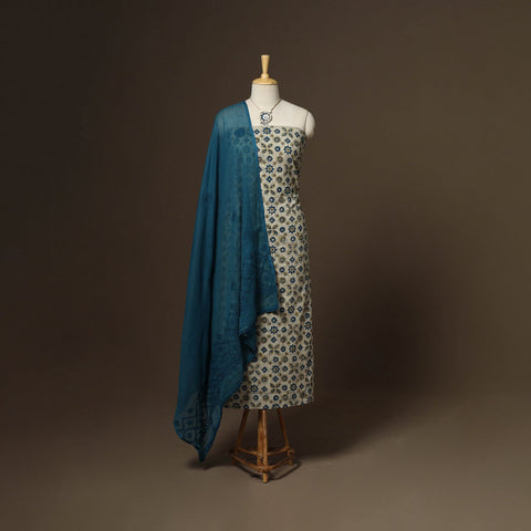 2pc cotton unstitched dress material with jewellery set 23