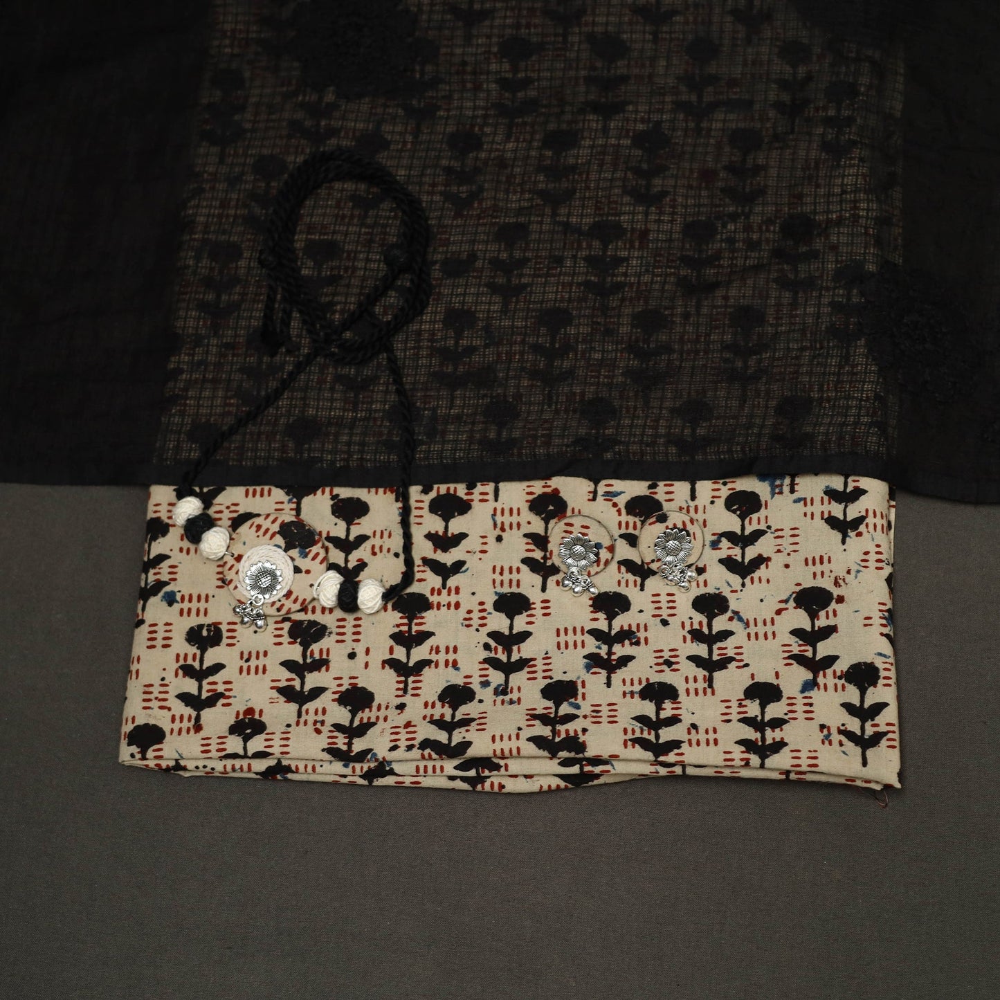 2pc cotton unstitched dress material with jewellery set 33