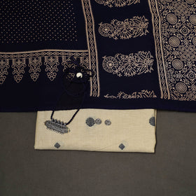 Beige - 2pc cotton unstitched jacquard dress material