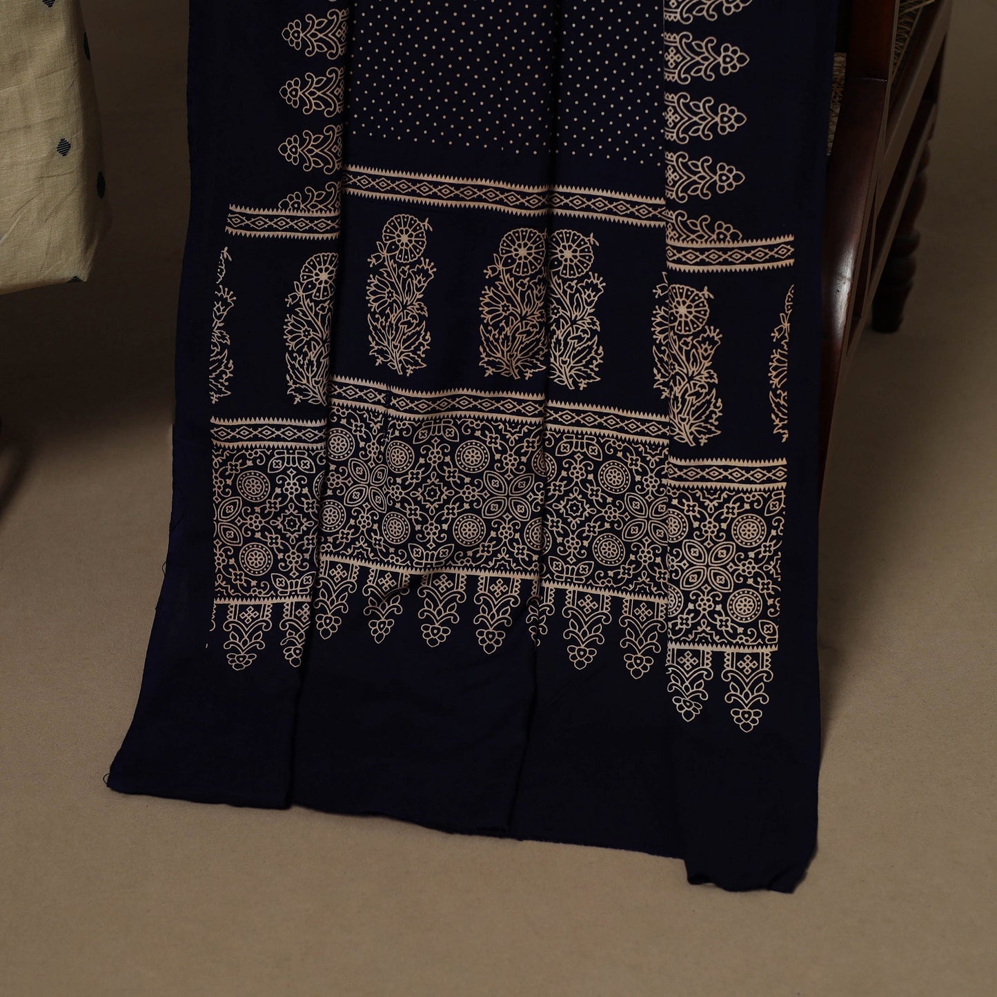 Beige - 2pc cotton unstitched jacquard dress material