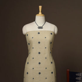 Beige - 2pc cotton unstitched jacquard dress material