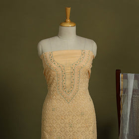 2pc Hand Embroidery Kota Doria Chikankari Dress Material 