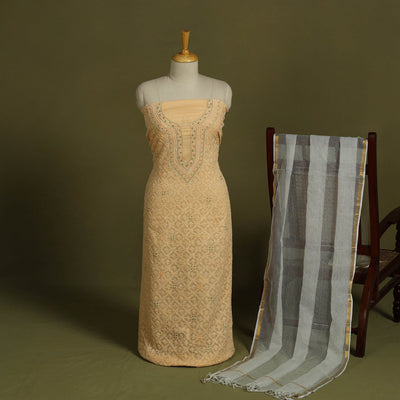 2pc Hand Embroidery Kota Doria Chikankari Dress Material 