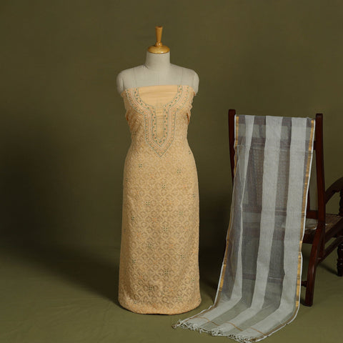 2pc Hand Embroidery Kota Doria Chikankari Dress Material 