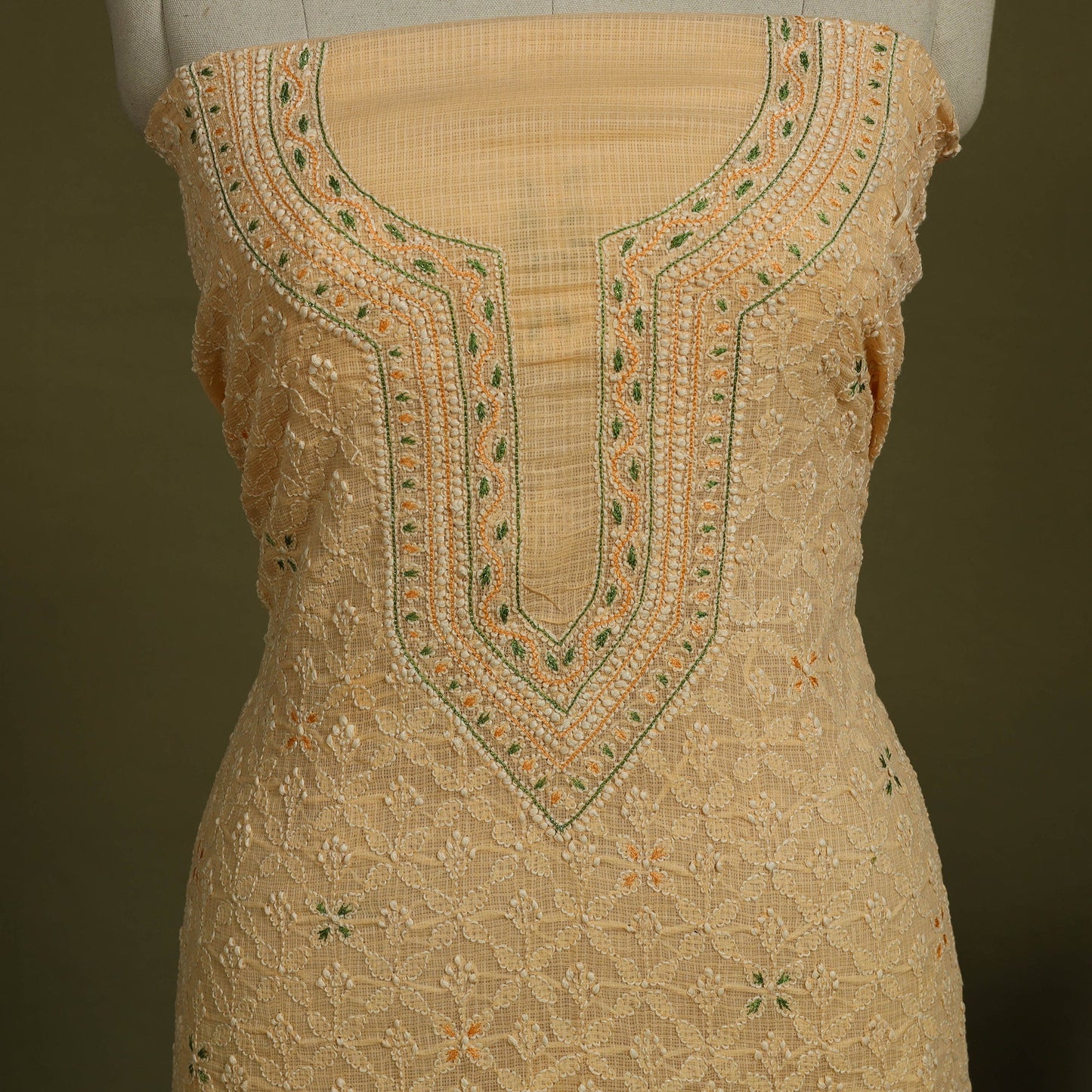 2pc Hand Embroidery Kota Doria Chikankari Dress Material 