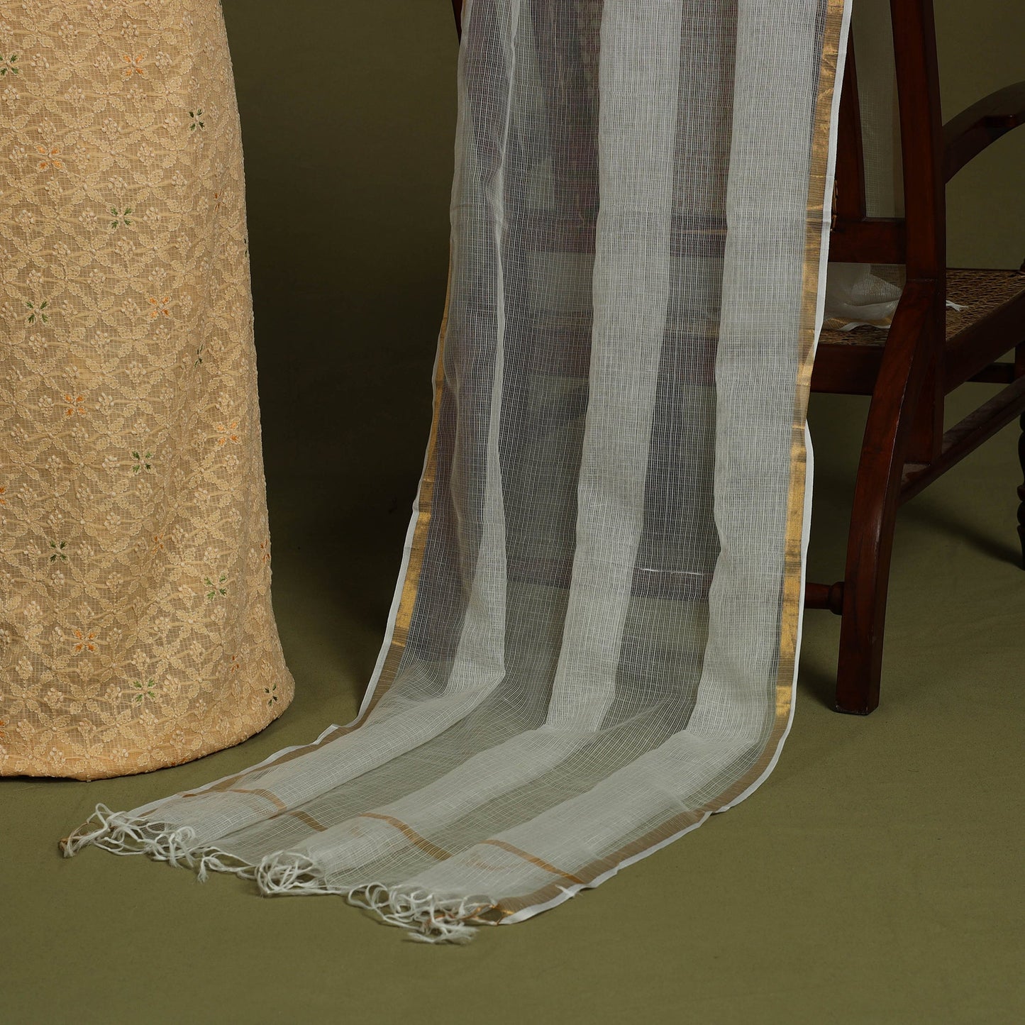 2pc Hand Embroidery Kota Doria Chikankari Dress Material 