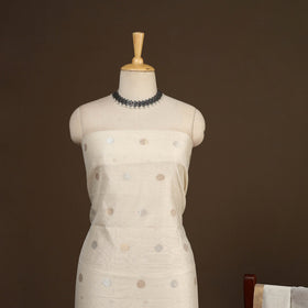 Beige - 2pc handloom zari buta unstitched chanderi silk