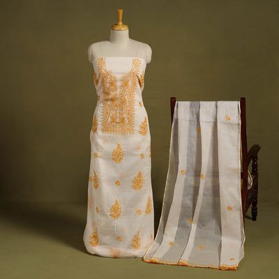 2pc Kota Doria Cotton Lucknow Chikankari Dress Material