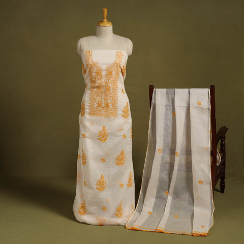 2pc Kota Doria Cotton Lucknow Chikankari Dress Material