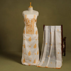 2pc Kota Doria Cotton Lucknow Chikankari Dress Material