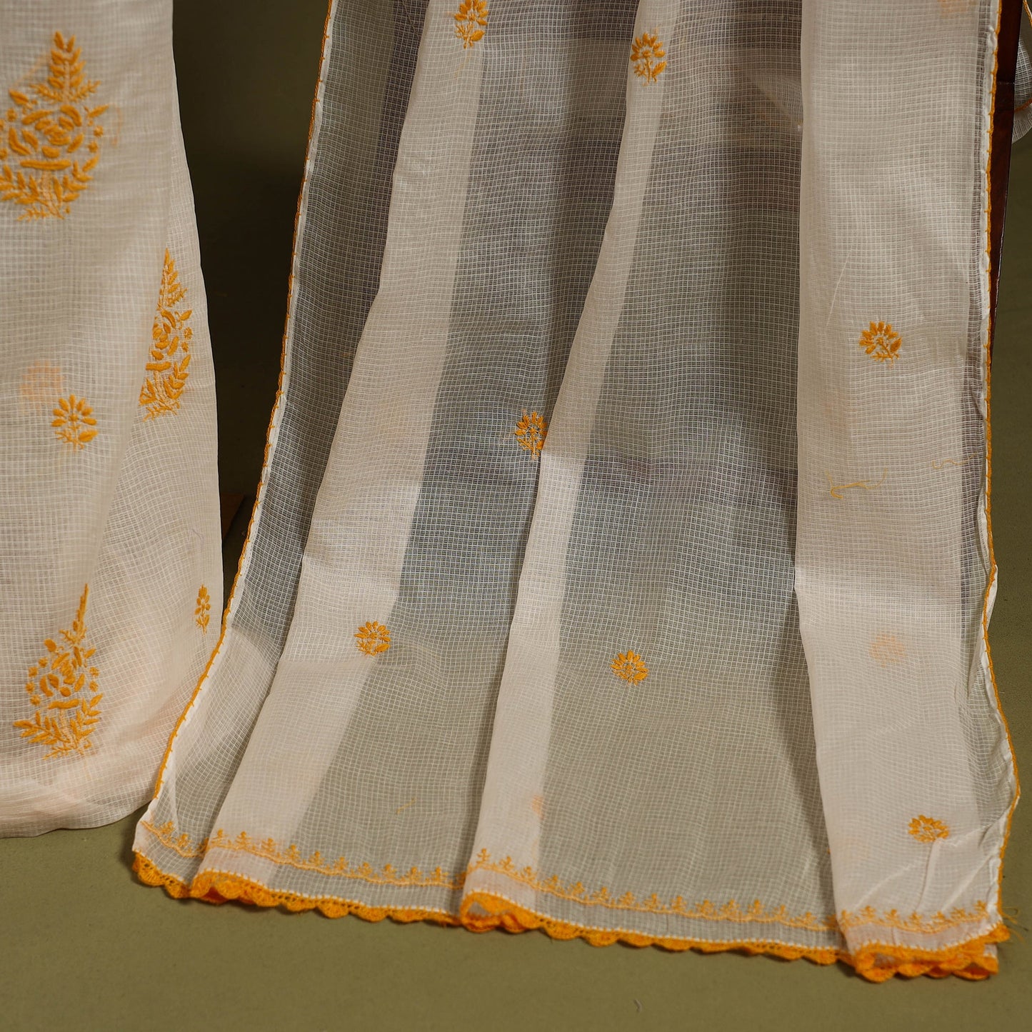 2pc Kota Doria Cotton Lucknow Chikankari Dress Material