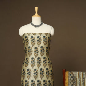 Beige - 2pc linen silk natural dyed unstitched dress