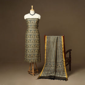 Beige - 2pc linen silk natural dyed unstitched dress