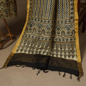 Beige - 2pc linen silk natural dyed unstitched dress