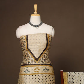 Beige - 2pc linen silk unstitched dress material 06