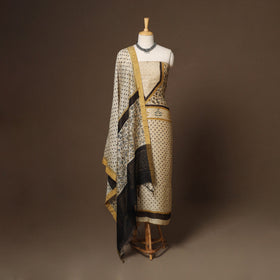 Beige - 2pc linen silk unstitched dress material 06