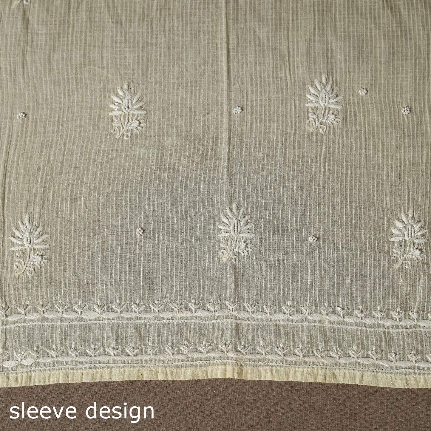 Beige - 2pc mul chanderi semi stitched hand beads work