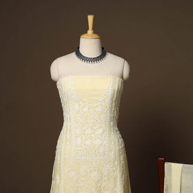 Beige - 2pc mul chanderi semi stitched hand beads work