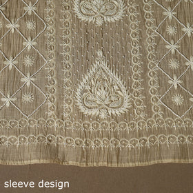 Beige - 2pc mul chanderi semi stitched hand beads work