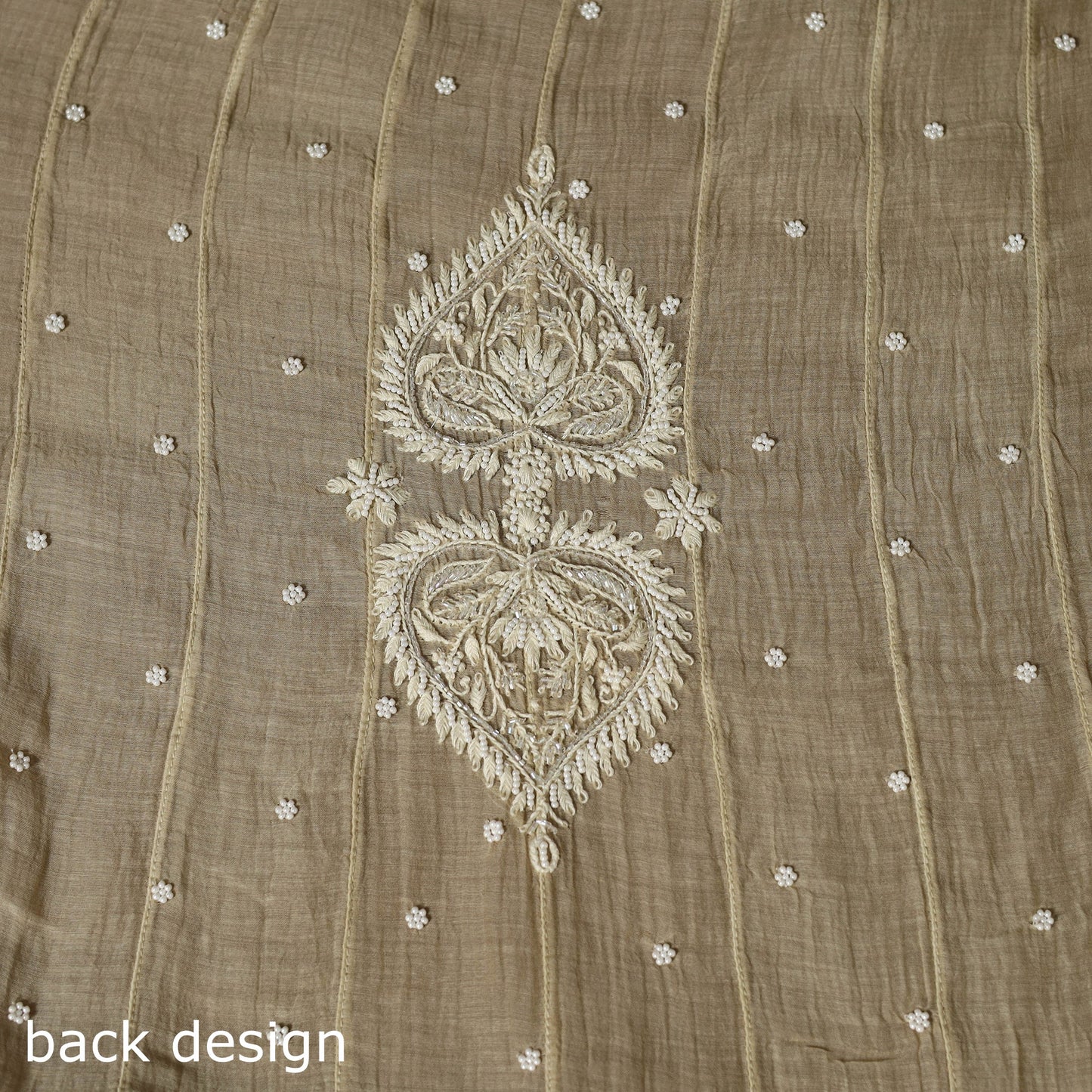 Beige - 2pc mul chanderi semi stitched hand beads work