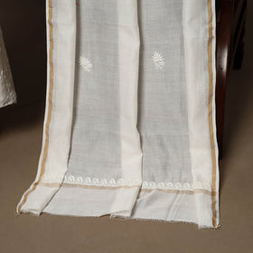 Beige - 2pc mul chanderi unstitched hand beads work heavy