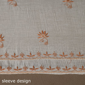 Beige - 2pc mul chanderi unstitched hand beads work heavy