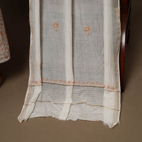 Beige - 2pc mul chanderi unstitched hand beads work heavy