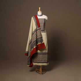 Beige - 2pc natural dyed cotton unstitched dress material