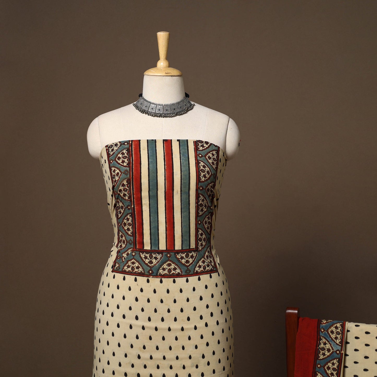 Beige - 2pc natural dyed cotton unstitched dress material