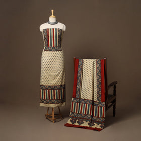 Beige - 2pc natural dyed cotton unstitched dress material