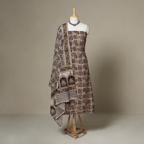 Beige - 2pc pedana cotton unstitched kalamkari dress