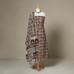 Beige - 2pc pedana cotton unstitched kalamkari dress