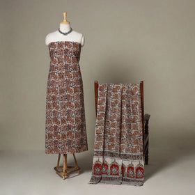 Beige - 2pc pedana cotton unstitched kalamkari dress