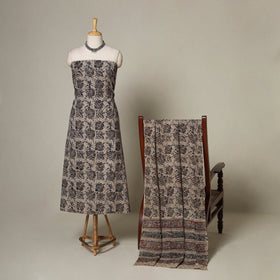 Beige - 2pc pedana cotton unstitched kalamkari dress