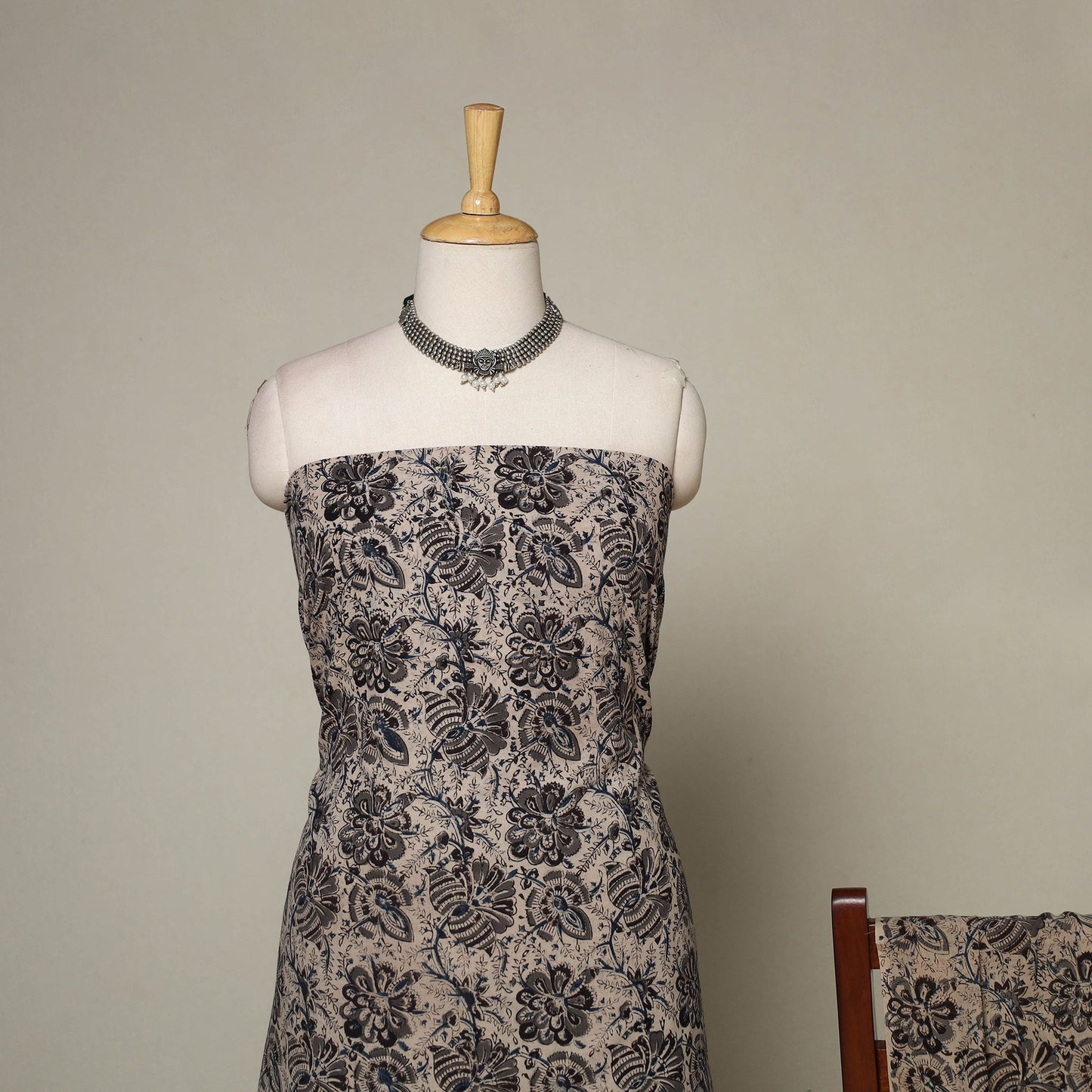 Beige - 2pc pedana cotton unstitched kalamkari dress