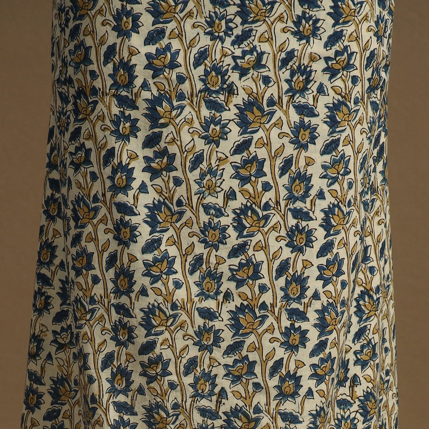 Beige 2pc Unstitched Ajrakh Dress Material with Jewellery Set