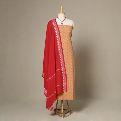 Beige - 2pc unstitched jacquard dress material