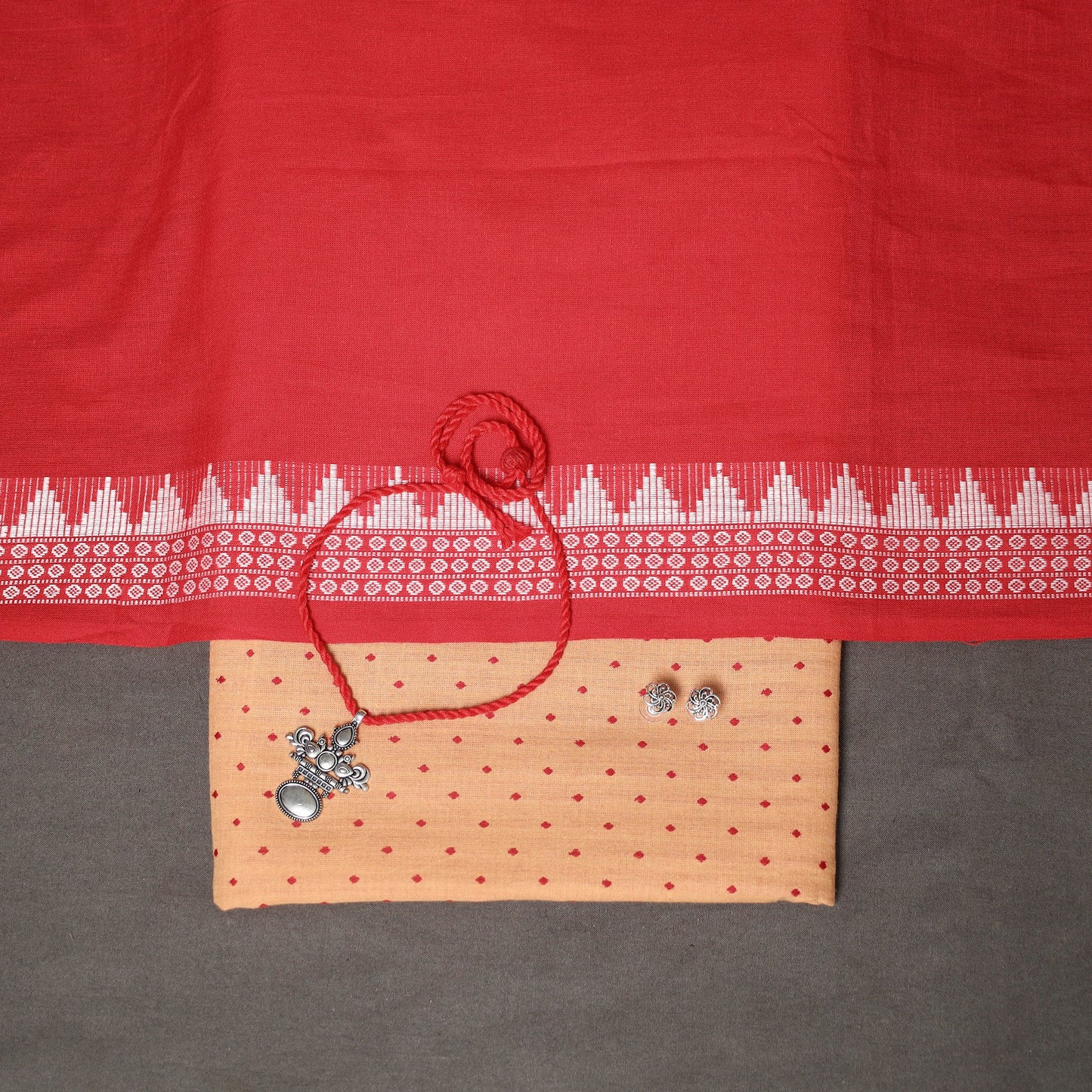 Beige - 2pc unstitched jacquard dress material