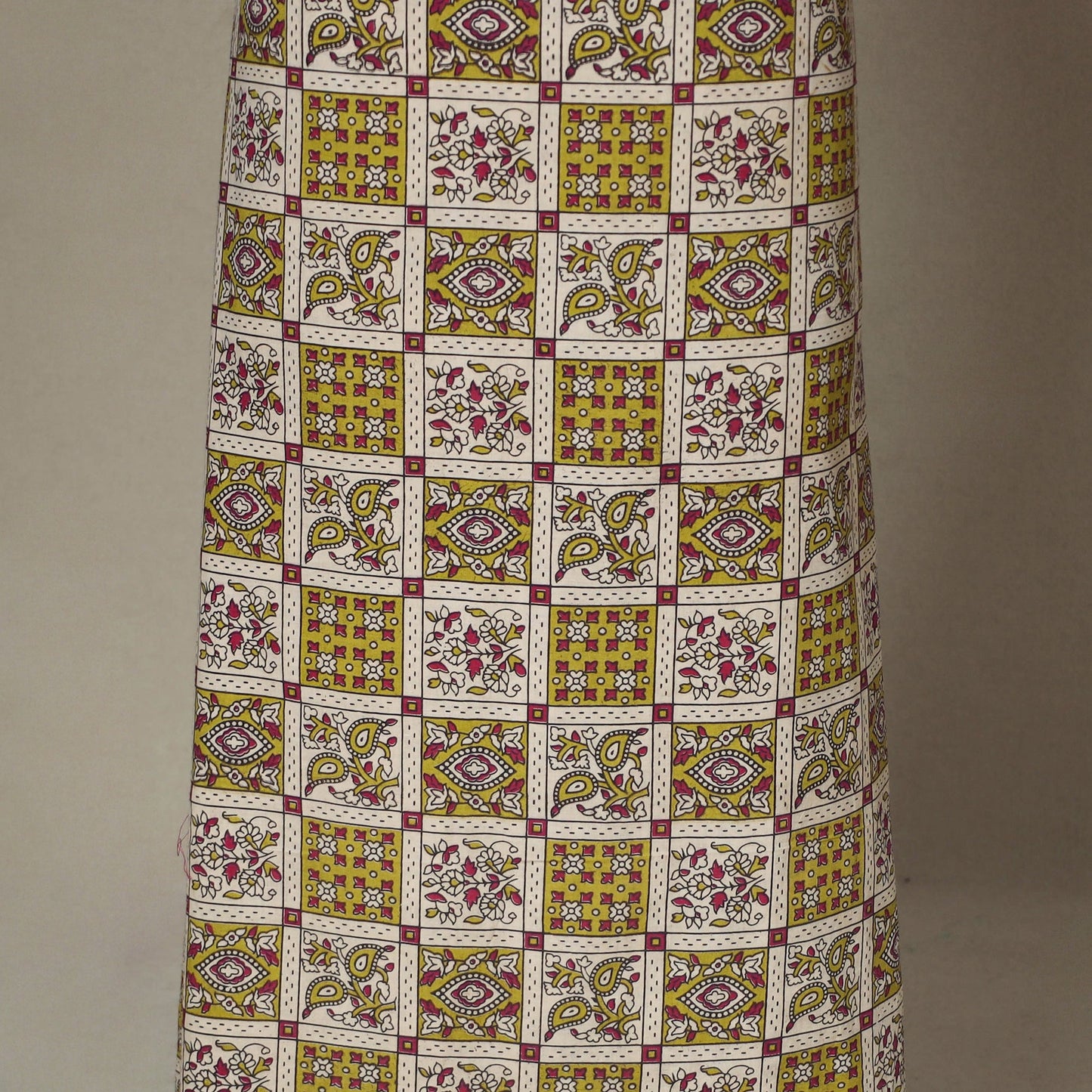 Beige - 2pc unstitched printed cotton kalamkari dress