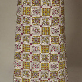 Beige - 2pc unstitched printed cotton kalamkari dress