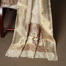 Beige - 3pc bangalore silk paithani dress material 09