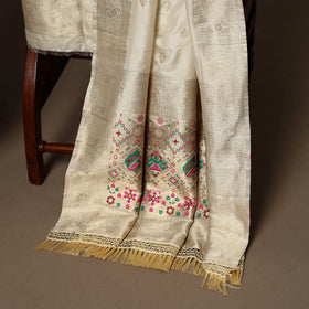 Beige - 3pc bangalore silk paithani dress material 11