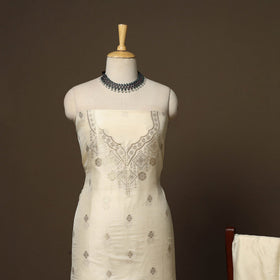 Beige - 3pc bangalore silk paithani dress material 11