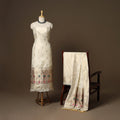 Beige - 3pc bangalore silk paithani dress material 11