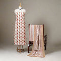 Beige - 3pc cotton sanganeri unstitched dress material 08