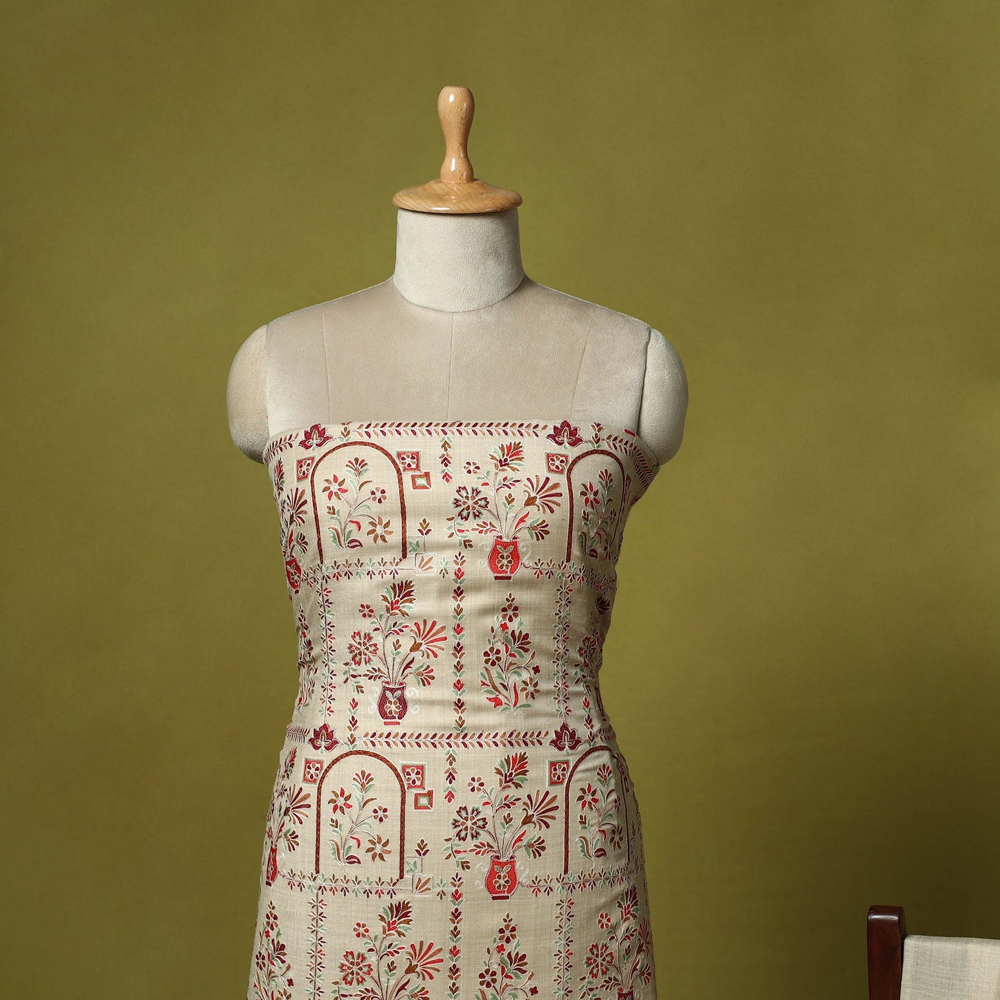 3pc chain stitch aari embroidered merino wool unstitched