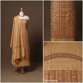 Beige - 3pc chain stitch hand embroidered merino wool