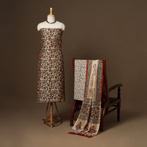 3pc chanderi silk unstitched hand bagru dress material 32